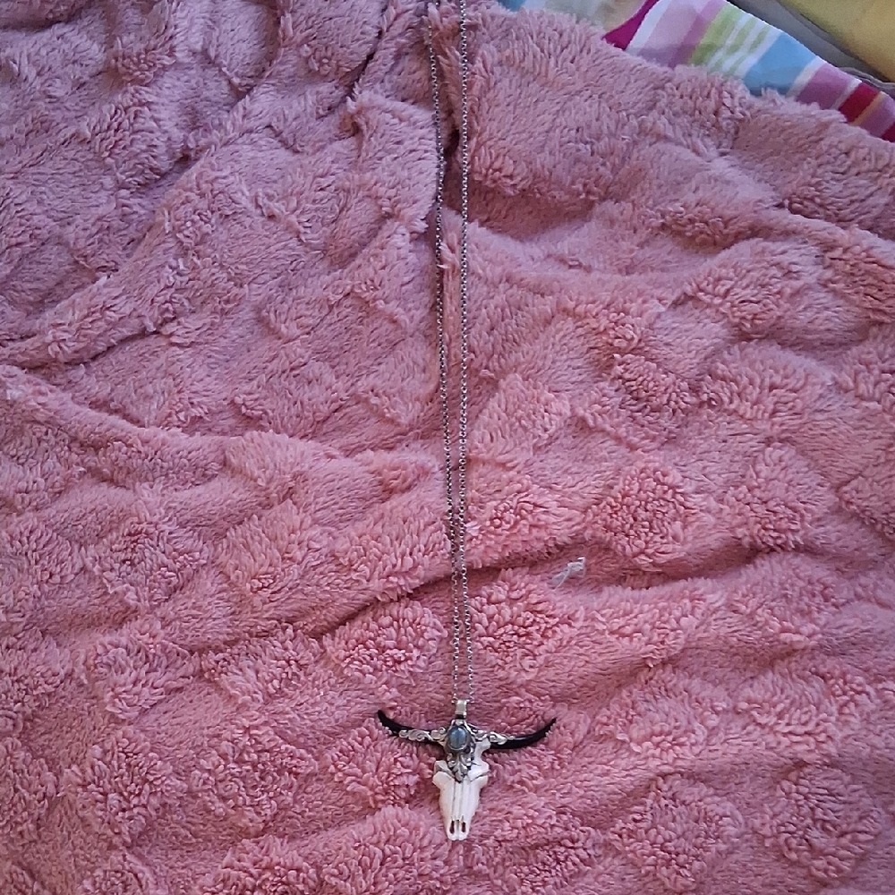 Silver Bull Skull Pendant Necklace